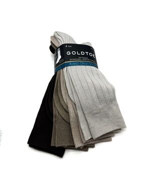 Gold Toe Men's Dress Socks Multi-Pack - Ribbed Antimicrobial Reinforced Toe New